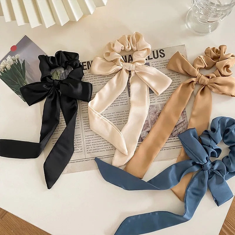 SatinÉclat™ Satin Bow Scrunchie Scarf