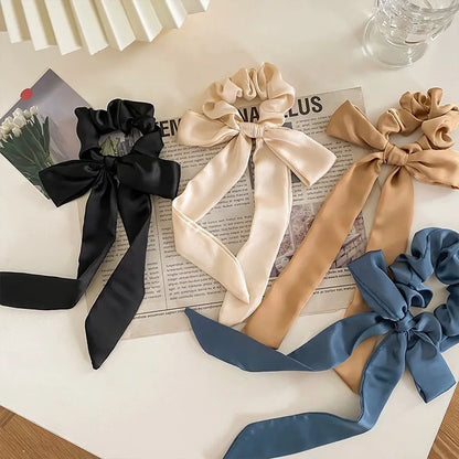 SatinÉclat™ Satin Bow Scrunchie Scarf