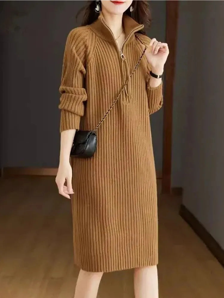 Amoura Dresses™ Knitted Zipper Dress