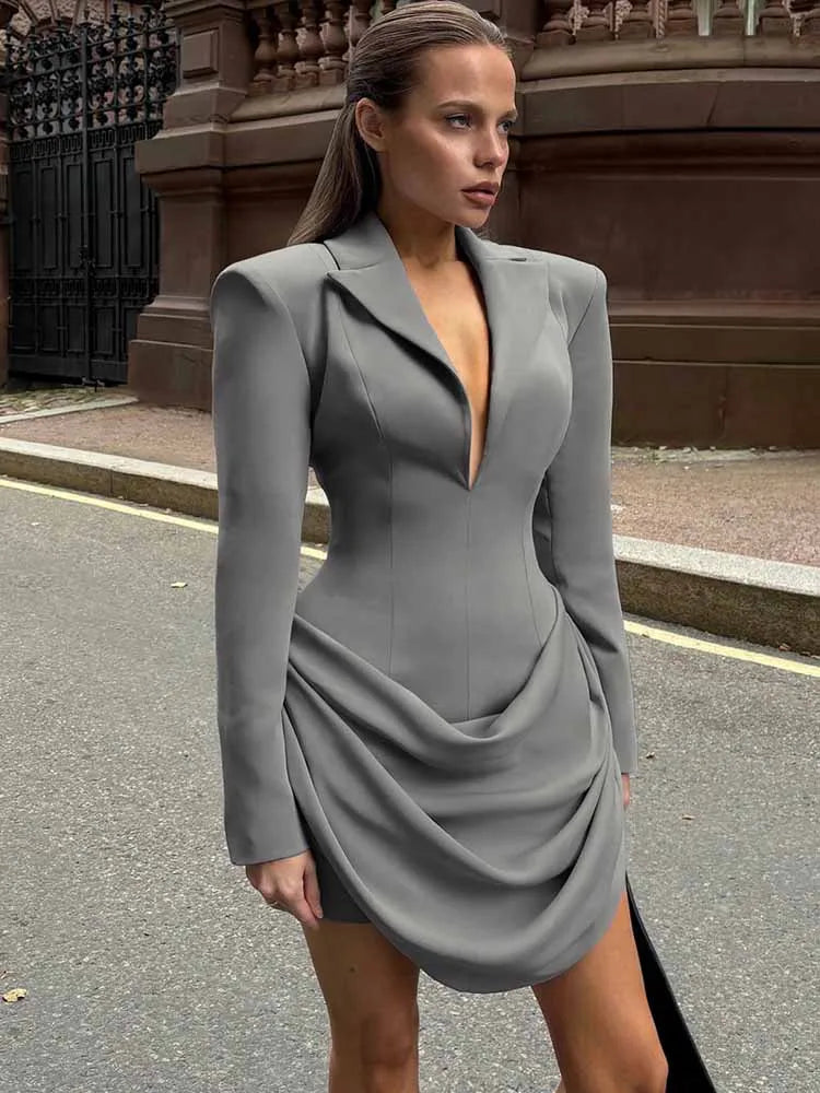 Amoura Dresses™ Elegant Waist Cincher Blazer Dress