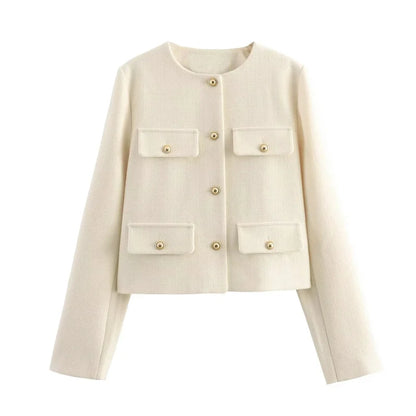 Lunara Winter™ Cropped Tweed Button Jacket