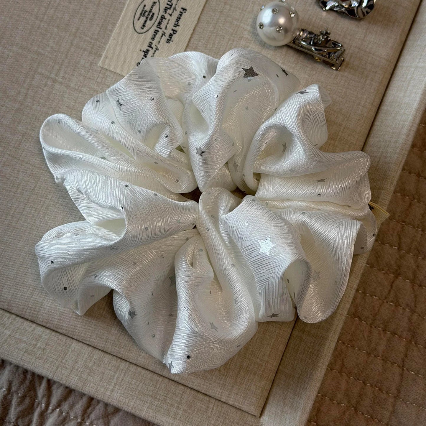 SatinÉclat™ Romantic Star Print Scrunchie