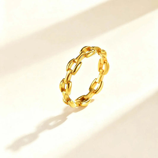 Elara Jewelry™ Gold Chain Link Ring