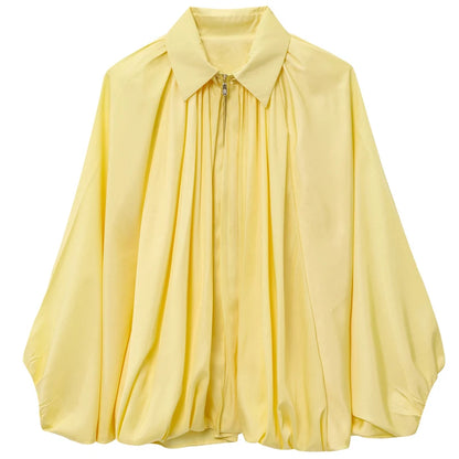 Lunara Winter™ Cropped Pleated Collar Blouse