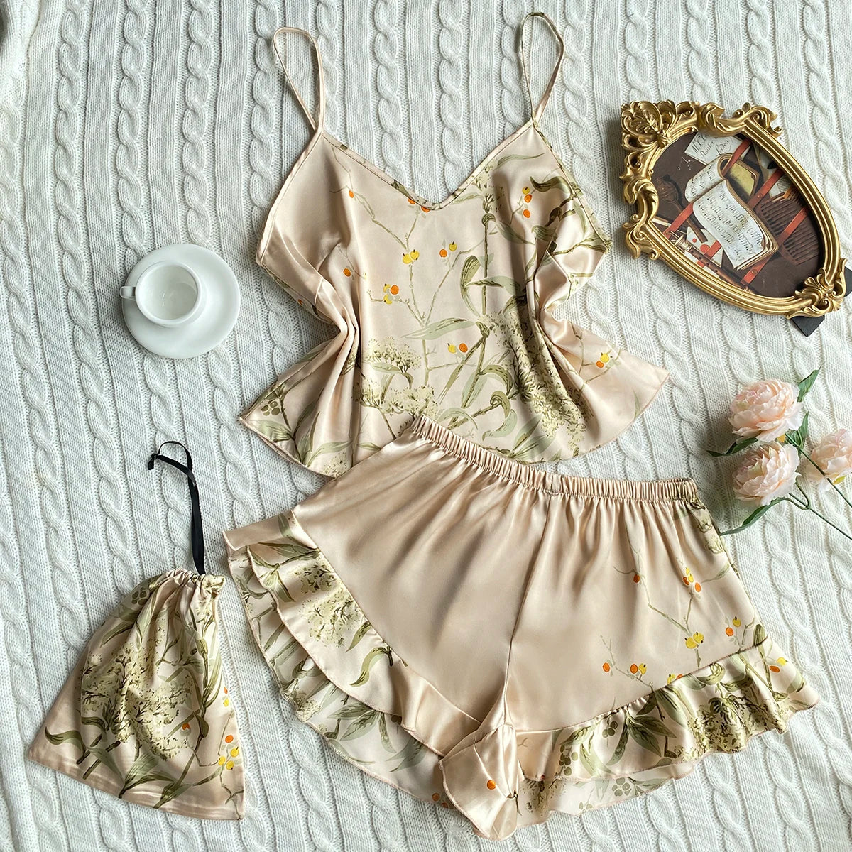 SatinÉclat™ Satin Shorts Pajama Set