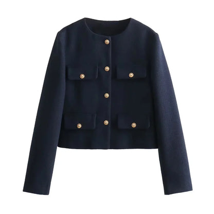 Lunara Winter™ Cropped Tweed Button Jacket