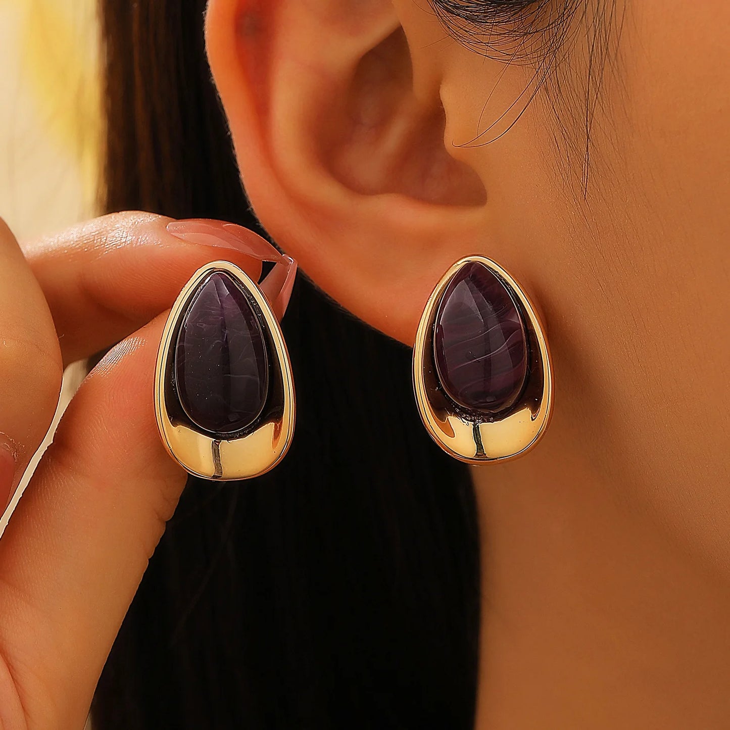 Elara Jewelry™ Teardrop Color Stone Stud Earrings