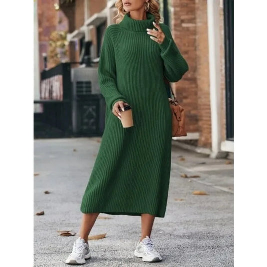Lunara Winter™ High Collar Long Sweater Dress