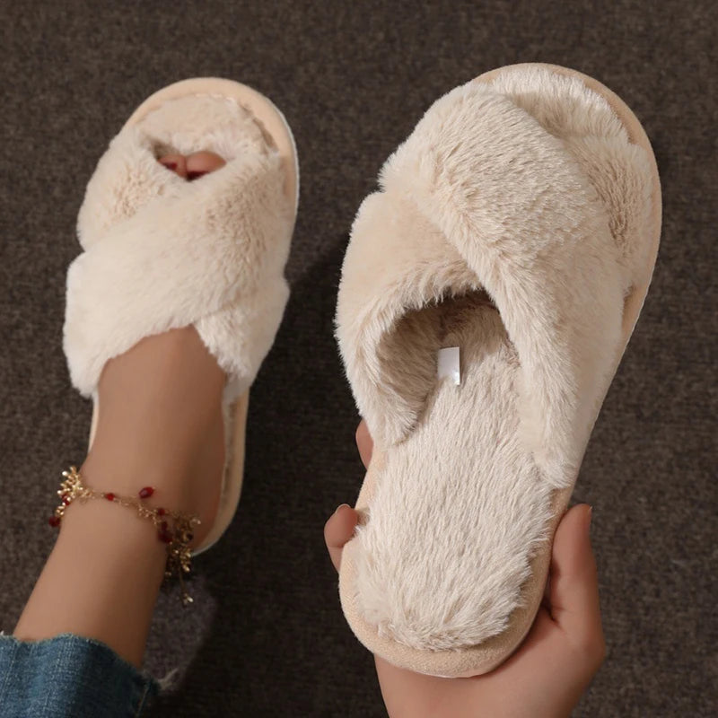 Lunara Winter™ Cross Warm Fluffy Slippers