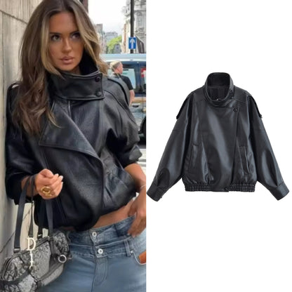 Lunara Winter™ Lederjacke mit Stehkragen