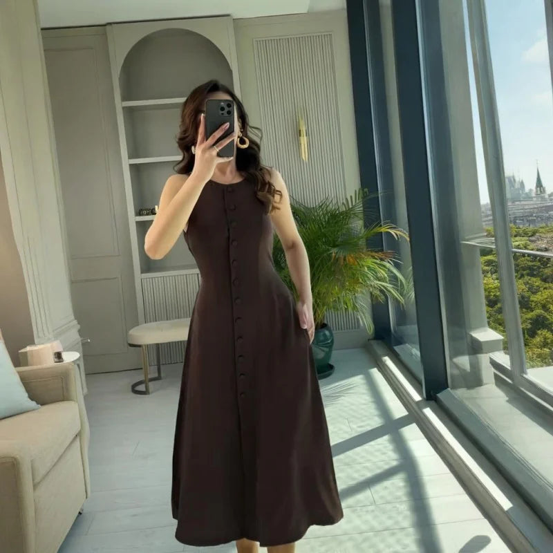 Amoura Dresses™ Retro Round Neck Sleeveless Dress