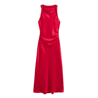 Amoura Dresses™ Sleeveless Satin Texture Dress