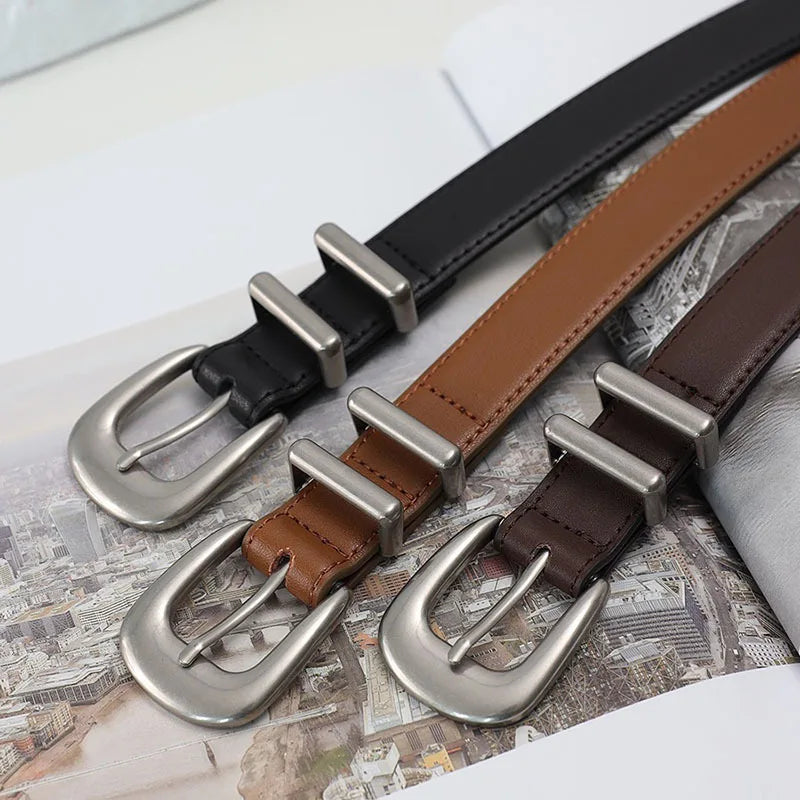 ÉlanBag™ Silver Buckle Leather Belt