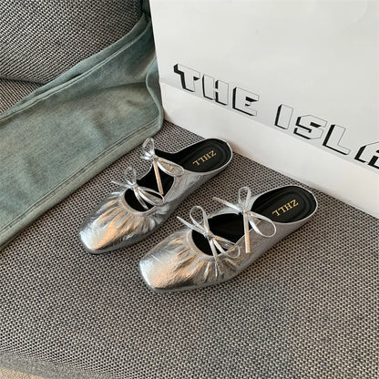 Solenne Shoes™ Mules froncées avec nœud plat