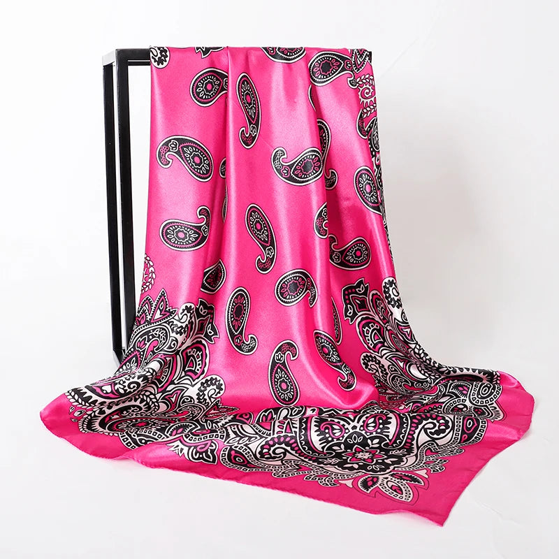 SatinÉclat™ Fashion Silk Square Scarf for Women