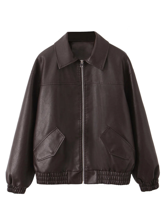 Lunara Winter™ Cropped Leather Bomber Jacket
