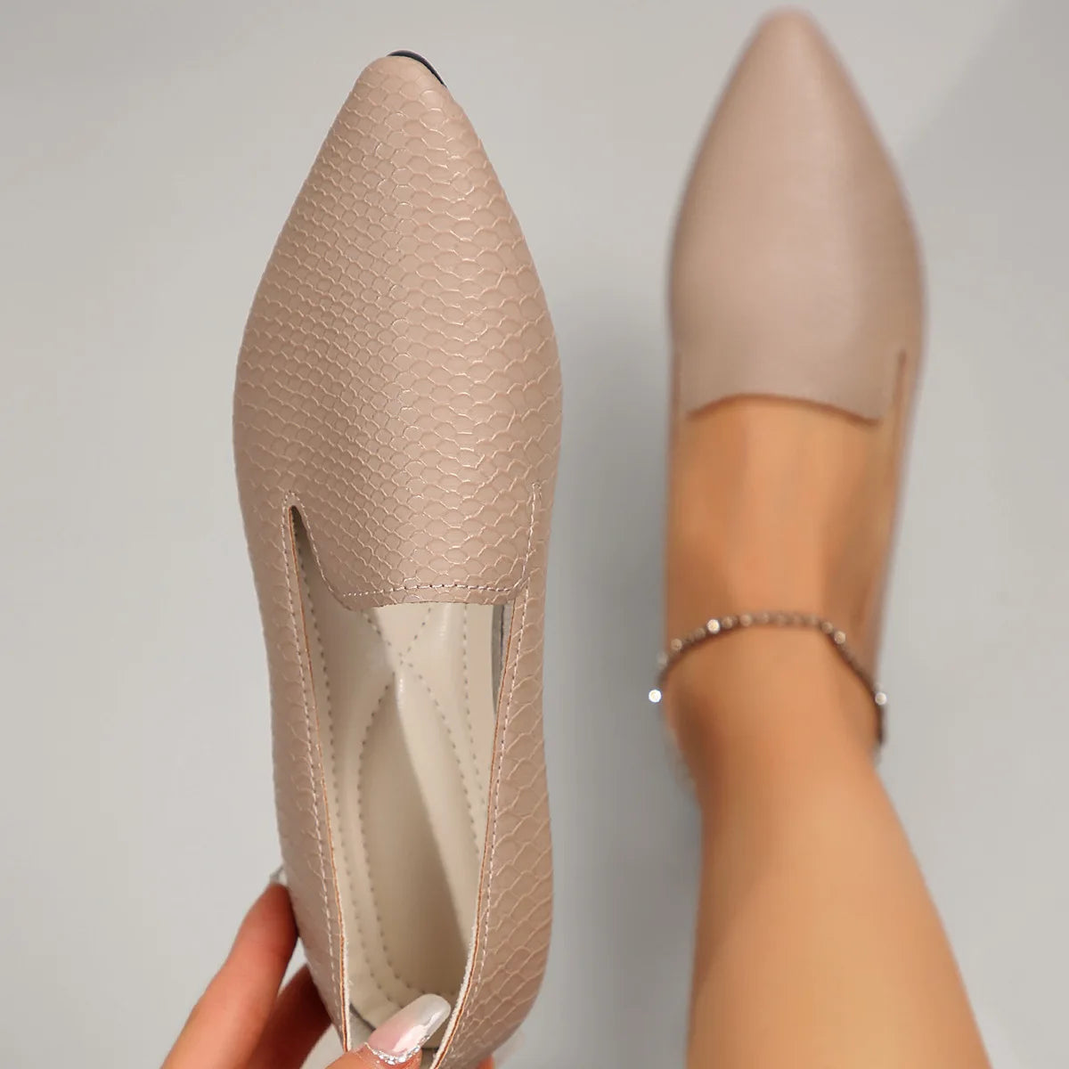 Solenne Shoes™ Leather Pointed-Toe Loafer Ballet Flats