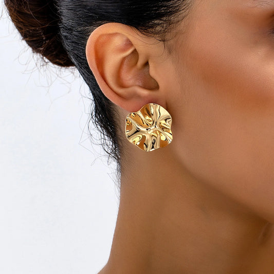 Elara Jewelry™ Crumpled Petal Stud Earrings