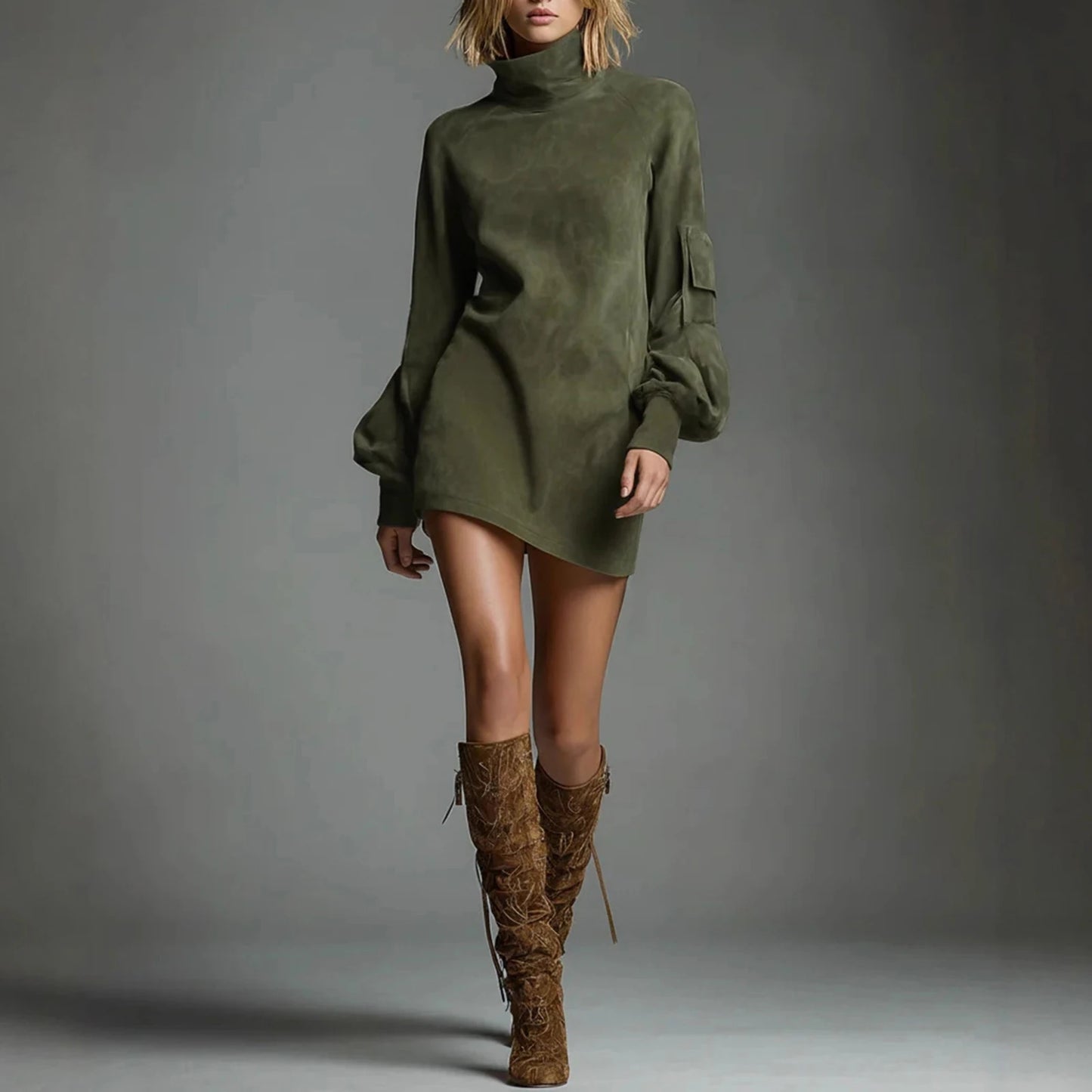 Amoura Dresses™ Retro Faux Suede Mini Dress