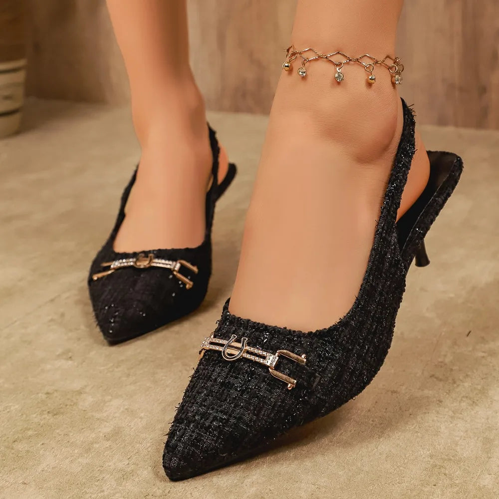 Solenne Shoes™ Women's Tweed Mid Heel Shoes