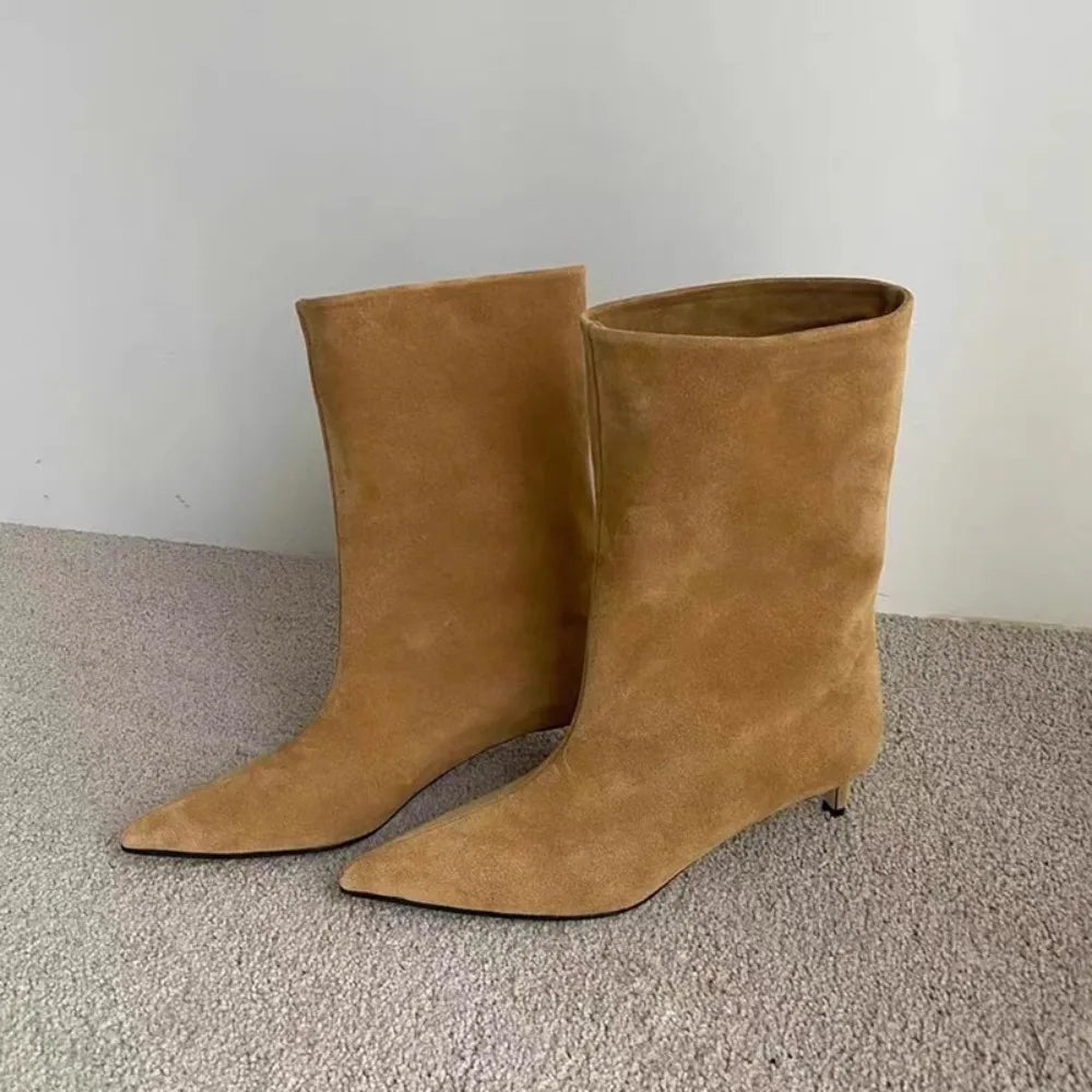 Solenne Shoes™ Women's Suede Pointed-Toe Heel Boots