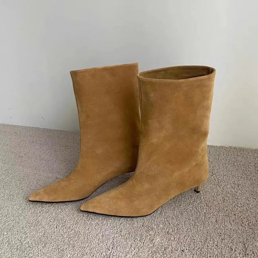 Solenne Shoes™ Women's Suede Pointed-Toe Heel Boots