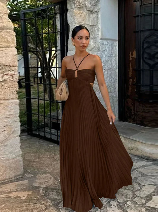 Amoura Dresses™ Summer Halter Pleated Dress